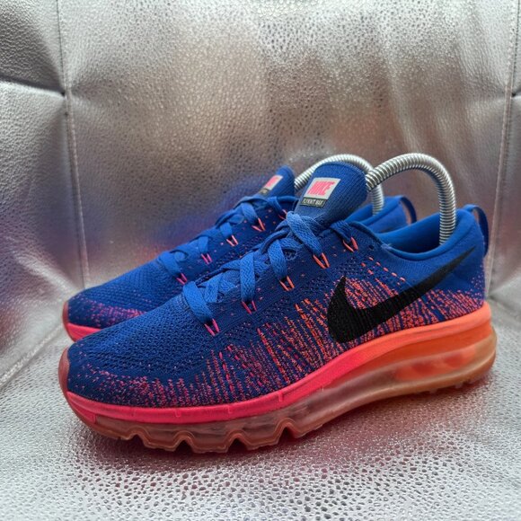 Size 7.5 Nike Airmax Flyknit Womens Vivid Blue Orange Running Sneaker 620659-400 - Picture 6 of 10